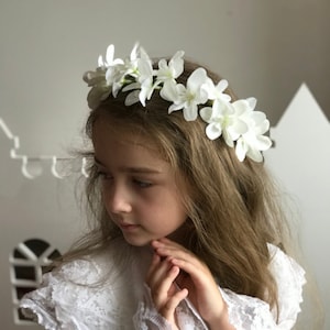 White Flower Crown: First Communion Wedding Hair Accessory