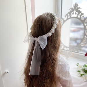 First Communion flower crown, Flower girl crown