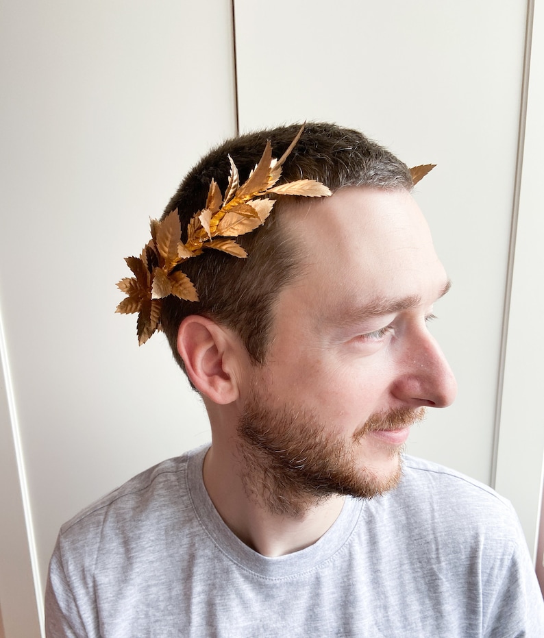 Gold Greek goddess crown, brass head piece, gold laurel crown, laurel headpiece