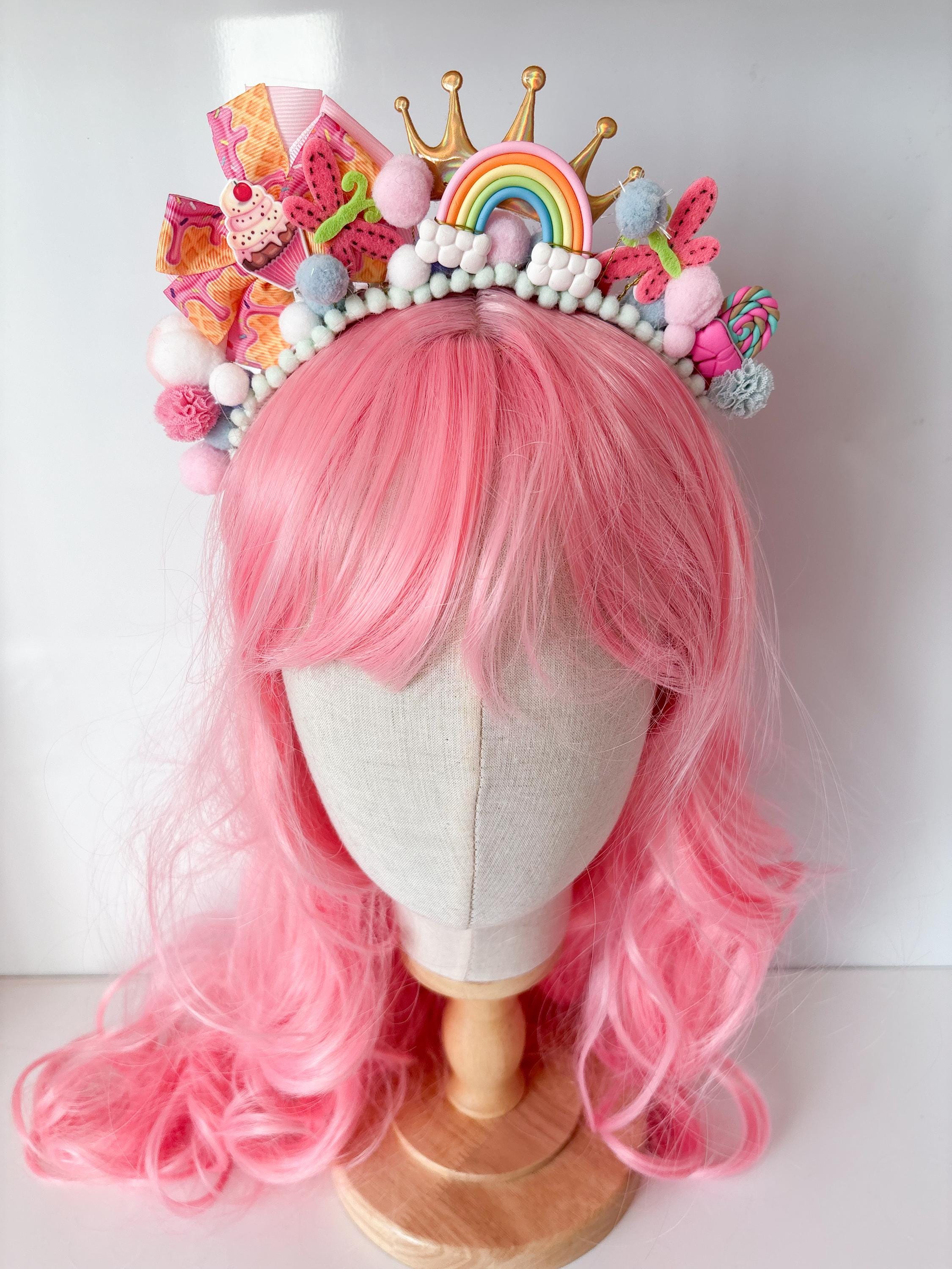 Pink Candyland Headpiece, Glitter Ice Cream Crown, Kawaii