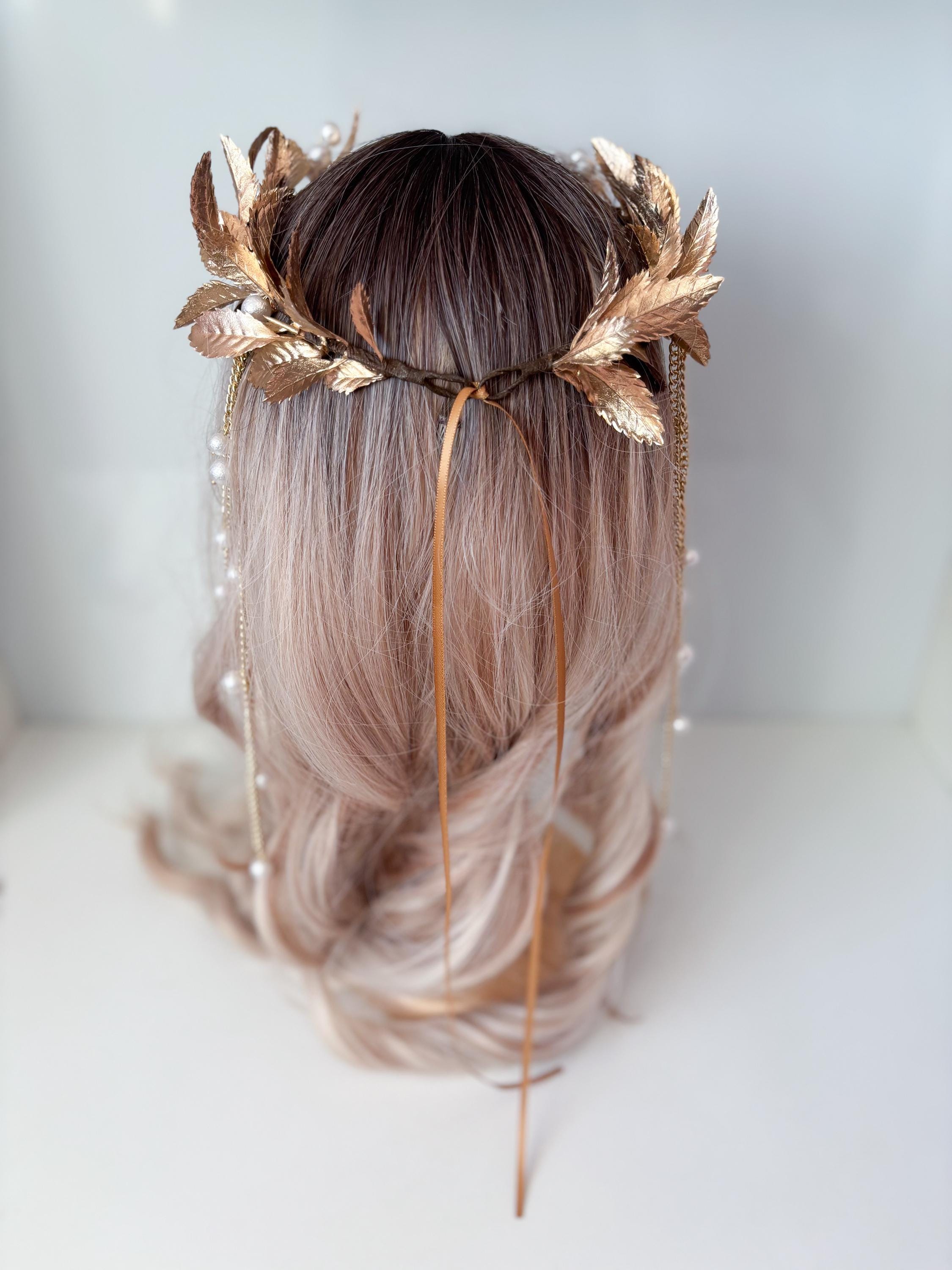 Victoria Goddess Crown- Gold Leaf Pearl Accent Headband - Women’s Hair Accessory Amazon.com: JAKAWIN Greek Goddess Headband Accessories Gold  main image 4
