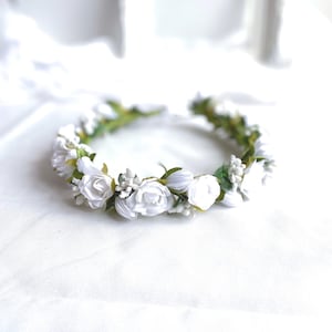 White Floral Crown, Headpiece for First Communion