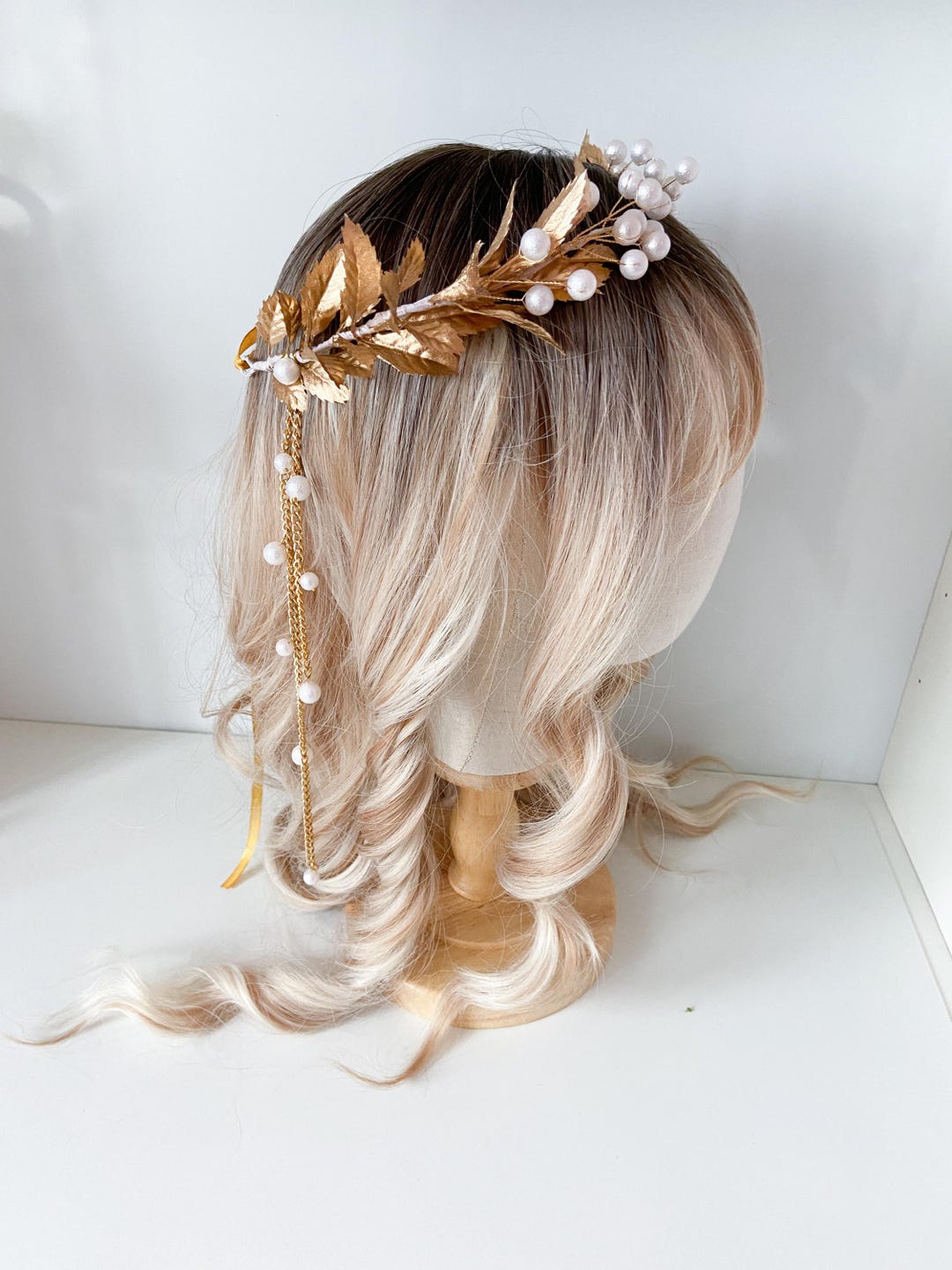 Bellady Gold Leaf Tiara Headband with Dangling Crystals Theme Party Events Amazon.com : Catery Light Up Gold Leaf Crown Greek Goddess  main image 3