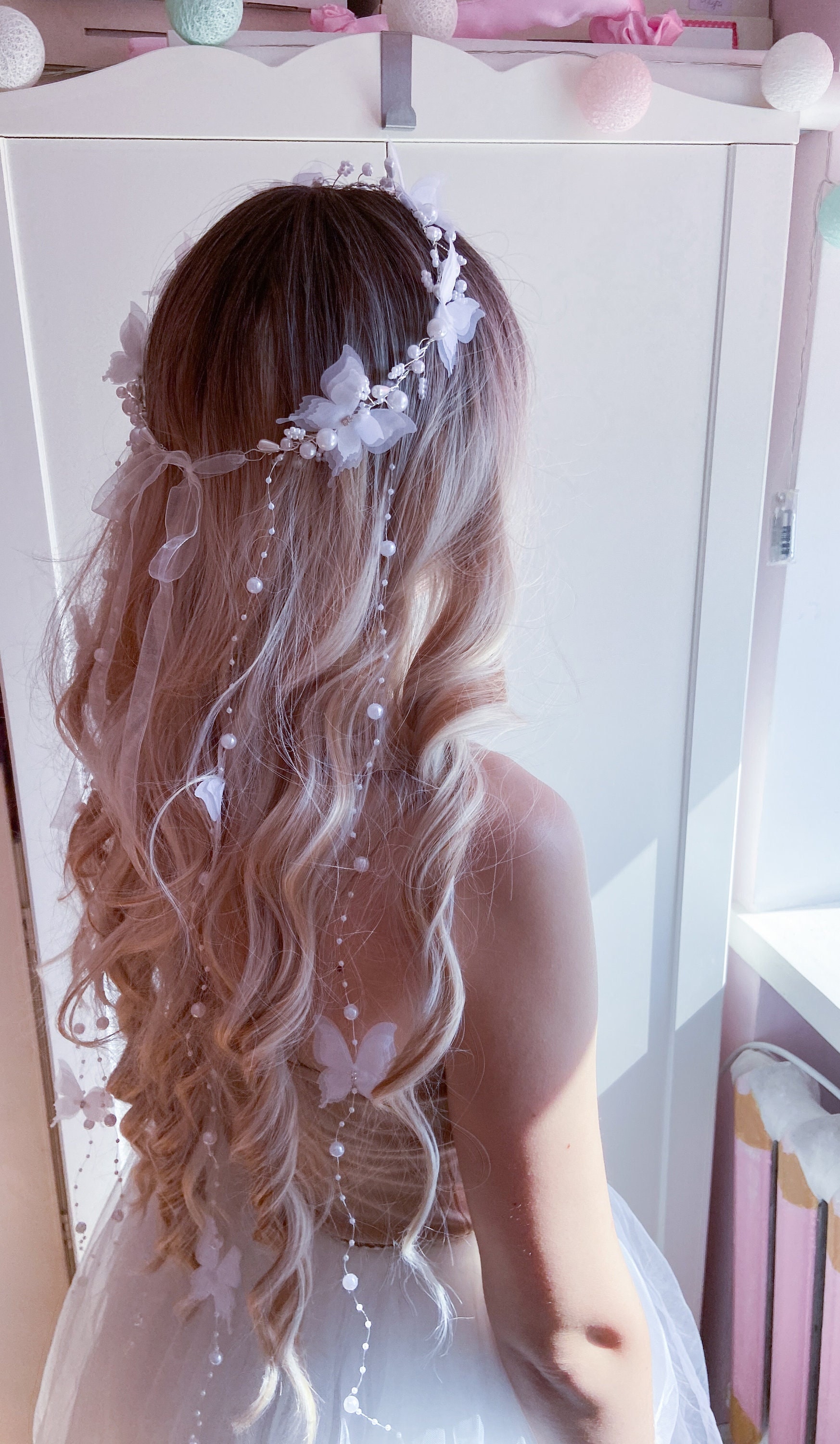 Pearl Hair Vine with Delicate Butterfly Accents - Perfect for Wedding Hairstyles