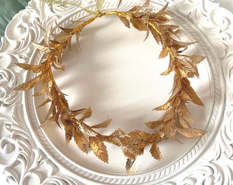 Golden Greek Goddess Crown - Laurel Leaf Wreath for Weddings and Events
