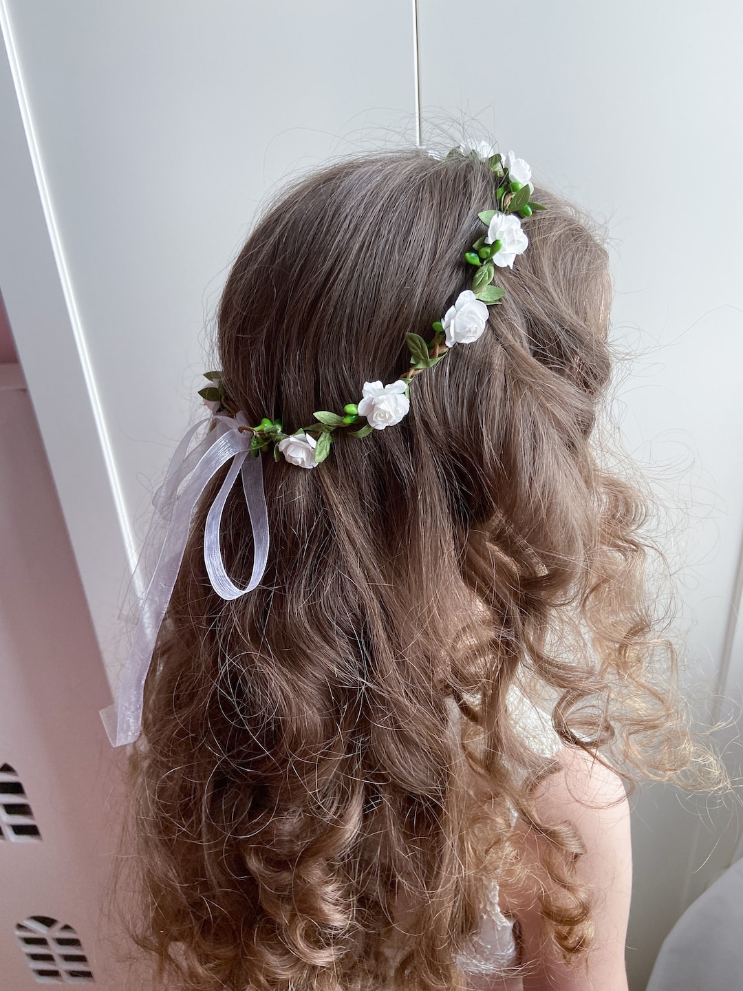 First Communion Headpiece, White Flower Crown for Wedding - Etsy display picture 3