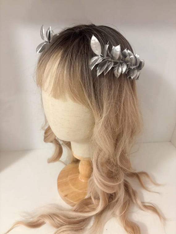 Silver Leaf Headband – Laurel Crown, Adjustable Silver  display picture 3