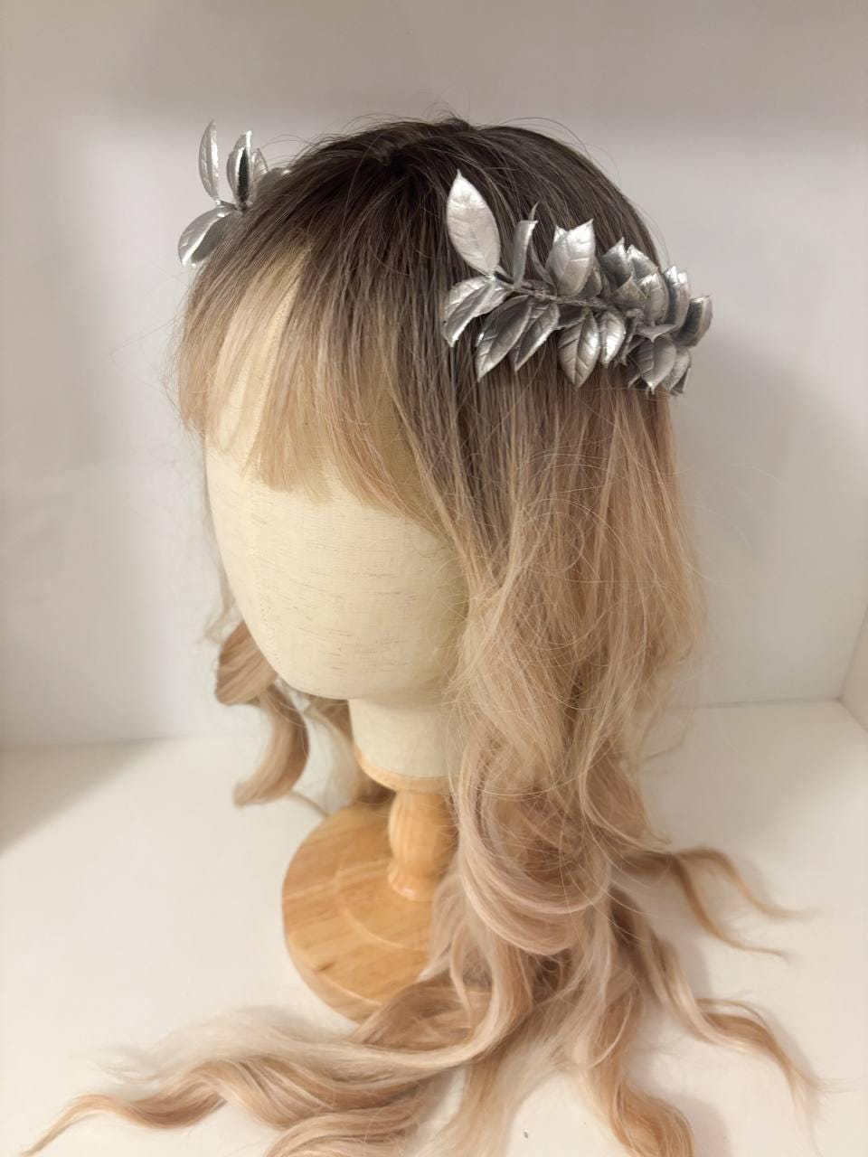 silver laurel wreath headpiece