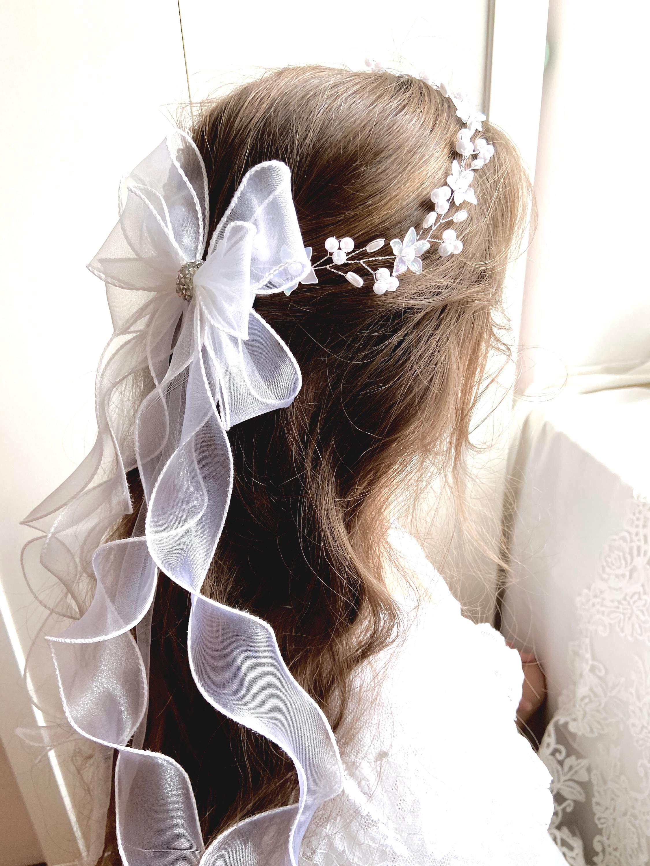 Handgefertigtes Blumenkranz-Stirnband – Verstellbar, Aus Seidenblumen | Für Hochzeit, Festival, Party, In Weiß