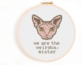 Sphinx Cat Cross Stitch Pattern - We Are the Weidos Mister - Goth Cross Stitch Pattern - Dark Aesthetic Cross Stitch Pattern