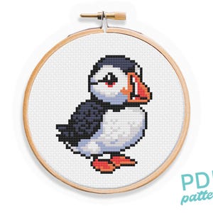 Puffin Cross Stitch Pattern: Easy Beginner Project (PDF Pattern, 3-4&quot;)