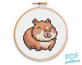Capybara Cross Stitch Pattern: Easy Beginner Animal Design (PDF Pattern)