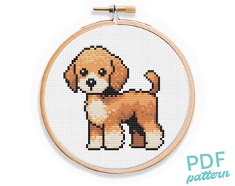Cockapoo Cross Stitch Pattern: Easy Beginner PDF (4 inch Finished Size)