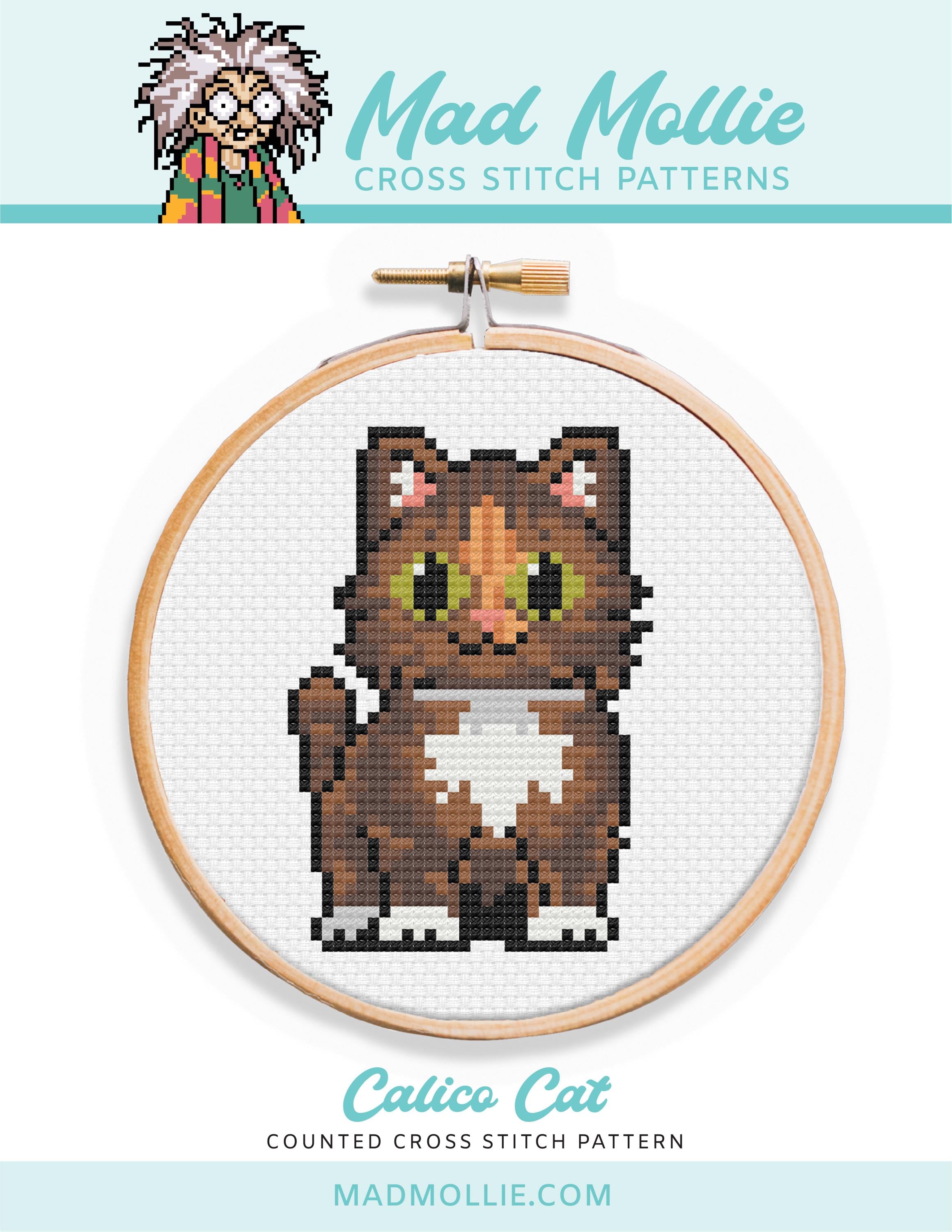 Calico Cat Cross Stitch Pattern: Easy Beginner 3