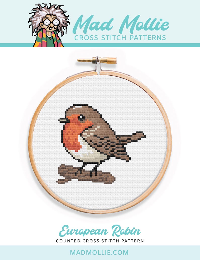 Robin Needlepoint Pattern Robin Cross Stitch Pattern: Easy Bird Design (PDF Pattern) - Etsy