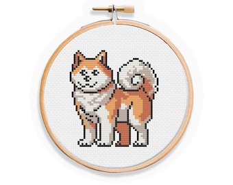 Akita Inu Cross Stitch Pattern: Easy Beginner Dog Design (PDF Pattern)