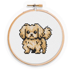 Tibetan Spaniel Puppy Cross Stitch Pattern: Easy Beginner Design (PDF Pattern)