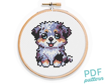 Australian Shepherd Cross Stitch Pattern: Small Dog Breed Design (PDF Pattern)