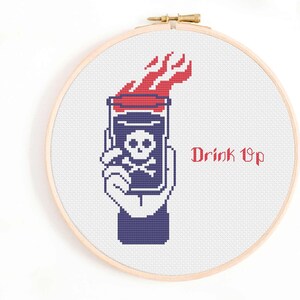 Goth Badass Cross Stitch Drowning Devil Cross Stitch Pattern Come Hell or High Water Cross Stitch Pattern Satan Cross Stitch Pattern