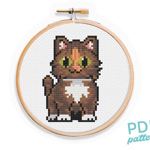 Calico Cat Cross Stitch Pattern: Easy Beginner 3&quot; PDF