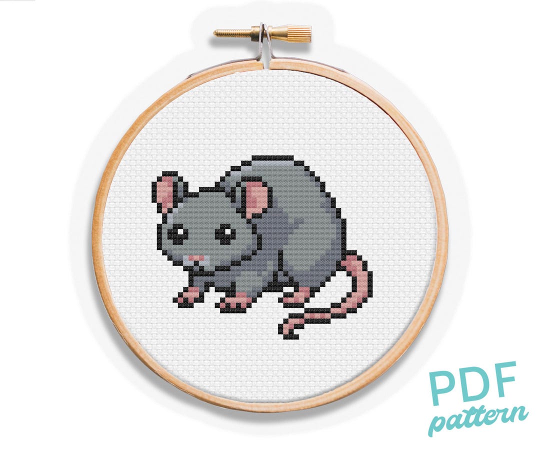 Rat Filet Pattern Pet Rat Cross Stitch Pattern: Easy Beginner 3