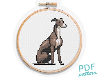 Greyhound Cross Stitch Pattern: Easy Beginner Dog Design (PDF Pattern, 5")