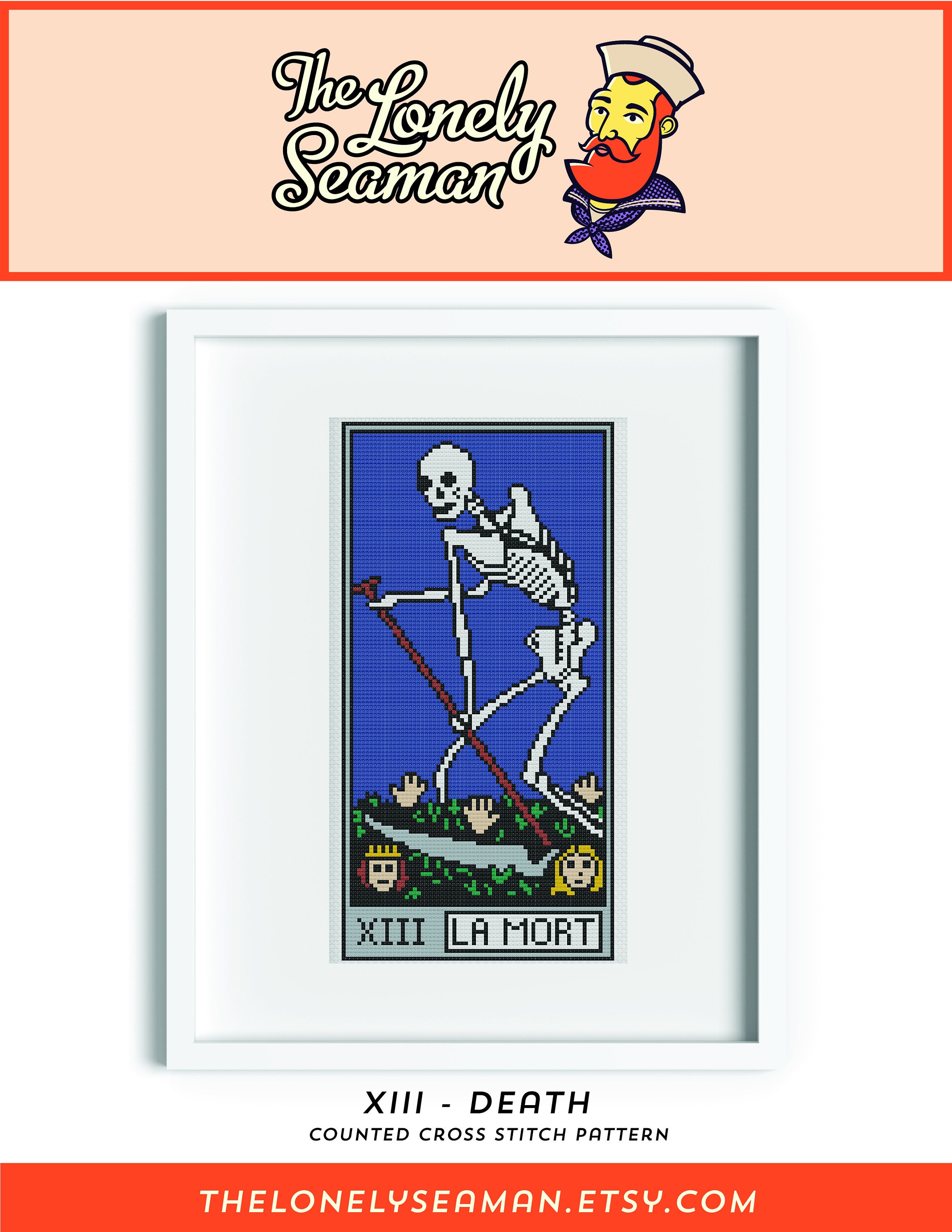 Death Tarot Card Cross Stitch Pattern Tarot Deck Cross - Etsy