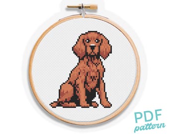 Irish Setter Cross Stitch Pattern: Easy Beginner Dog Design (PDF Pattern)