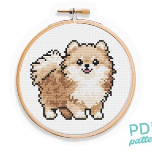 Pomeranian Cross Stitch Pattern: Small Dog Breed Embroidery (PDF Pattern)
