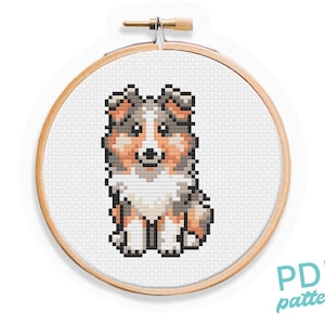 Rough Collie Cross Stitch Pattern: Easy Beginner Dog Design (PDF Pattern)