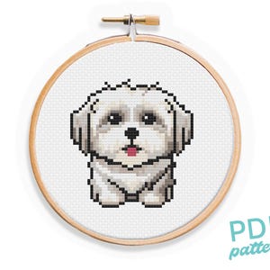 Patrón de punto de cruz para perro habanero: Bordado para principiantes (Patrón PDF)