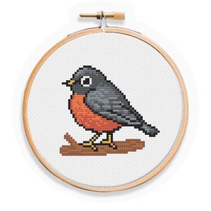 American Robin Cross Stitch Pattern: Easy Beginner Design (PDF Pattern)