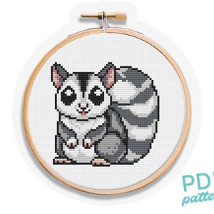 Patrón de punto de cruz para petauro del azúcar: Diseño fácil para principiantes (patrón en PDF)