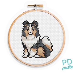 Patrón de punto de cruz Collie: Diseño pequeño para principiantes (Patrón PDF)