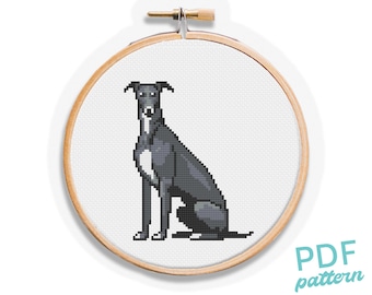 Greyhound Cross Stitch Pattern: Easy Beginner Dog Design (PDF Pattern)