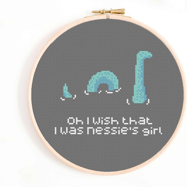 Nessie's Girl - Loch Ness Cross Stitch Pattern - Loch Ness Monster Cross Stitch