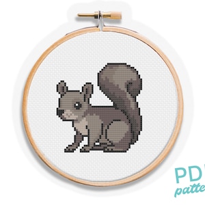Grey Squirrel Cross Stitch Pattern: Easy Beginner Design (PDF Pattern)