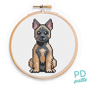 Malinois Cross Stitch Pattern - Small and Easy Beginners PDF Pattern - 4&quot; Cross Stitch - Dog Patterns - Belgian Malinois Sheepdog