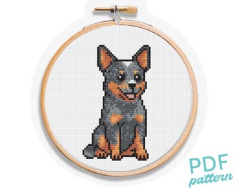 Blue Heeler Cross Stitch Pattern: Easy Beginner Dog Design (PDF Pattern)