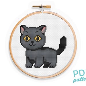 Black Cat Cross Stitch Pattern: Easy Beginner Design (PDF Pattern)