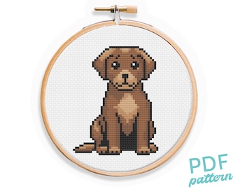 Chocolate Lab Cross Stitch Pattern: Small Beginner Project (PDF Pattern, 4")
