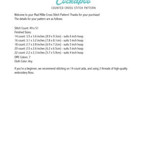 Cockapoo Cross Stitch Pattern: Easy Beginner PDF (4 inch Finished Size) image 5