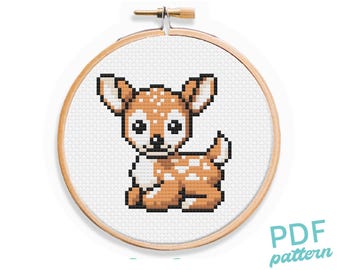 Baby Deer Cross Stitch Pattern: Easy Beginner Fawn Design (PDF Pattern)