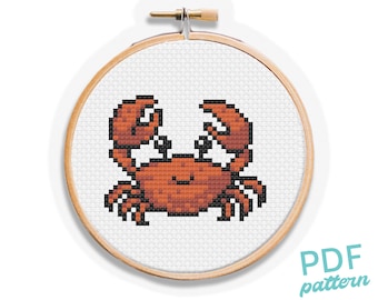 シンプルなピンクのカニのクロスステッチパターン PDF - Etsy 日本
