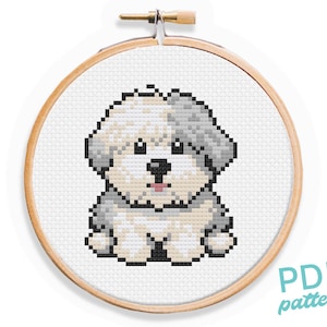 Patrón de punto de cruz Sheepadoodle: Bordado pequeño para principiantes (Patrón PDF)