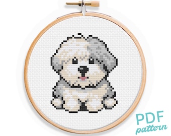 Patrón de punto de cruz Sheepadoodle: Bordado pequeño para principiantes (Patrón PDF)