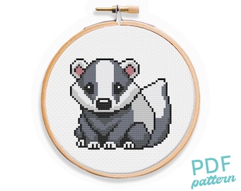 Badger Cross Stitch Pattern: Small Easy Beginners PDF