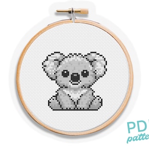 Koala Cross Stitch Pattern - Small and Easy Beginners PDF Pattern - 3&quot; Cross Stitch - Cute Australian Animal - Marsupial