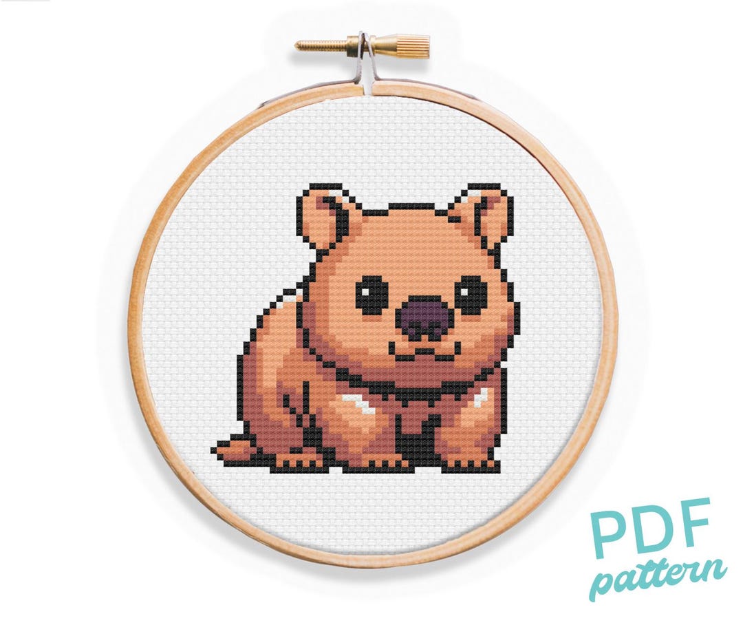 Wombat Cross Stitch Pattern: Easy Beginner Australian Animal (PDF ...