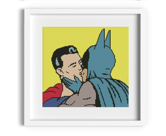 Superkiss Meme Superhero Cross Stitch Pattern Batman and - Etsy